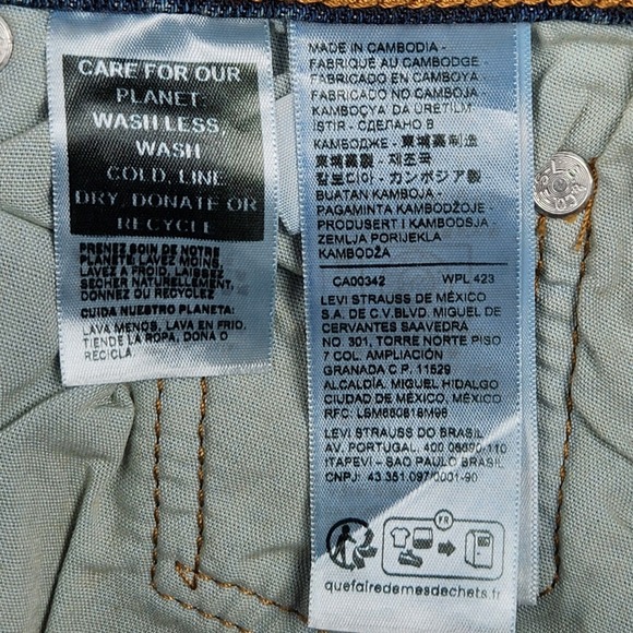 Levis 501 Curve Jeans Womens 25x30 Blue High Rise Straight Denim Embellished - Picture 5 of 12